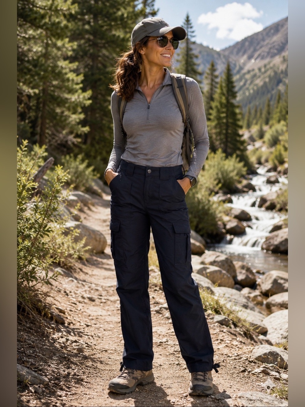 5.11 Tactical Women’s Cargo Hiking Pants Navy Ripstop Utility Small Regular